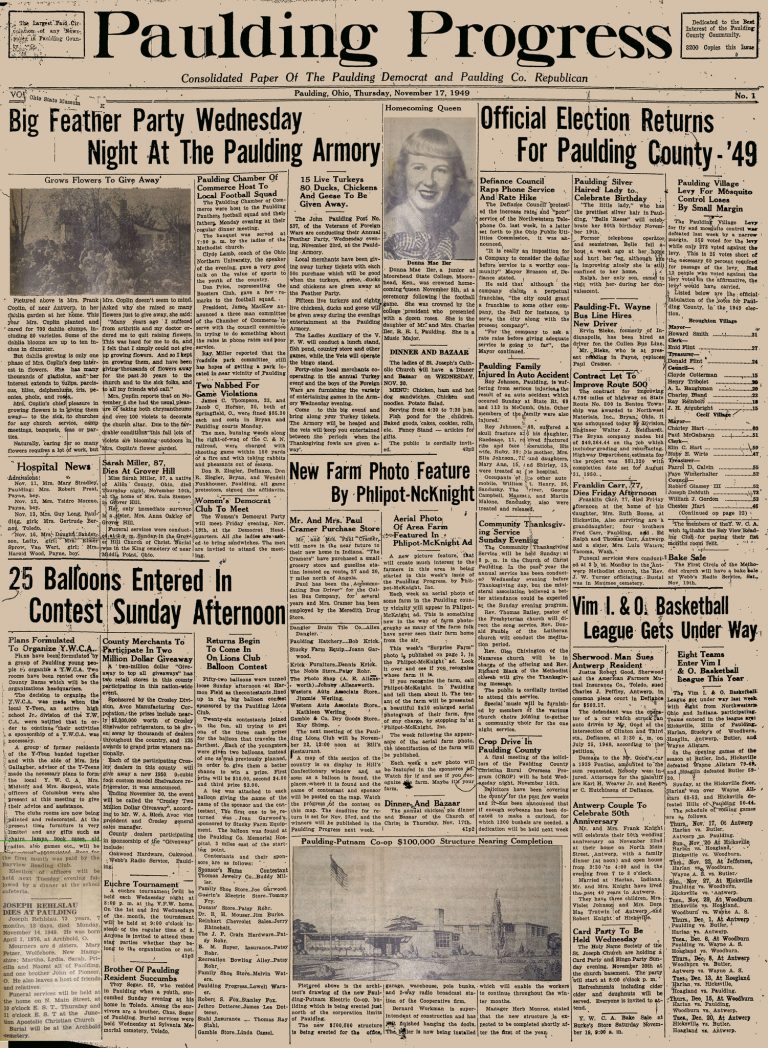 First page of Paulding Progress